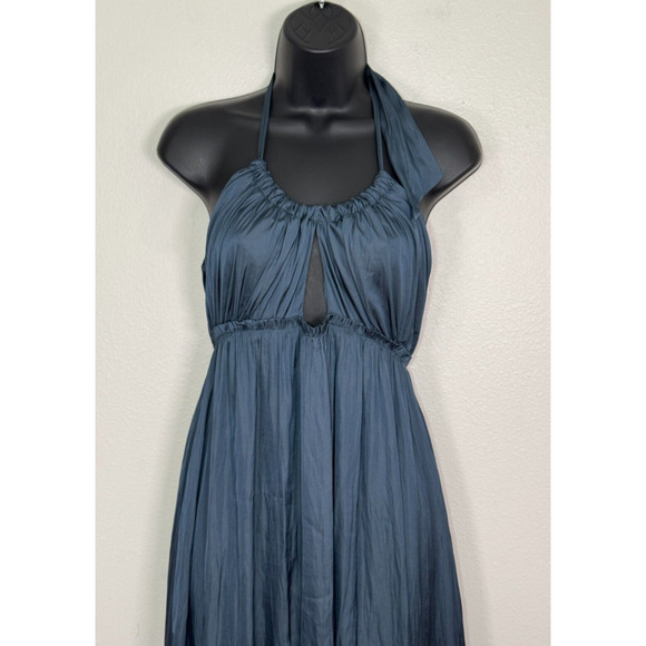 J. Crew Satin Halter Cut-Out Midi Dress Blue Timeless Romantic, 4 NWT - Picture 5 of 13
